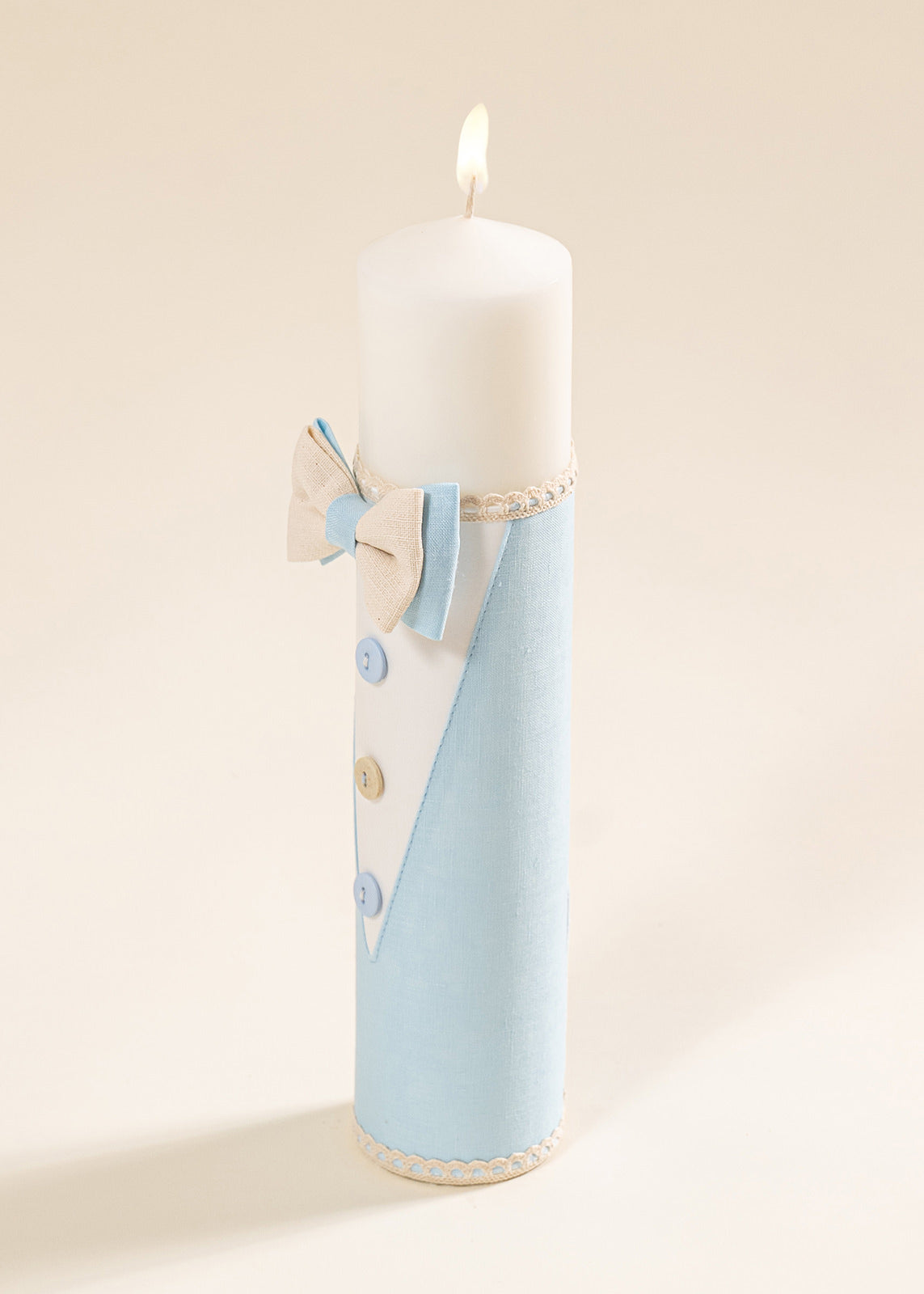 Set Botez Andrew 4 Piese, Costum, Trusou, Lumanare si Cufar Personalizat Botez AnneBebe