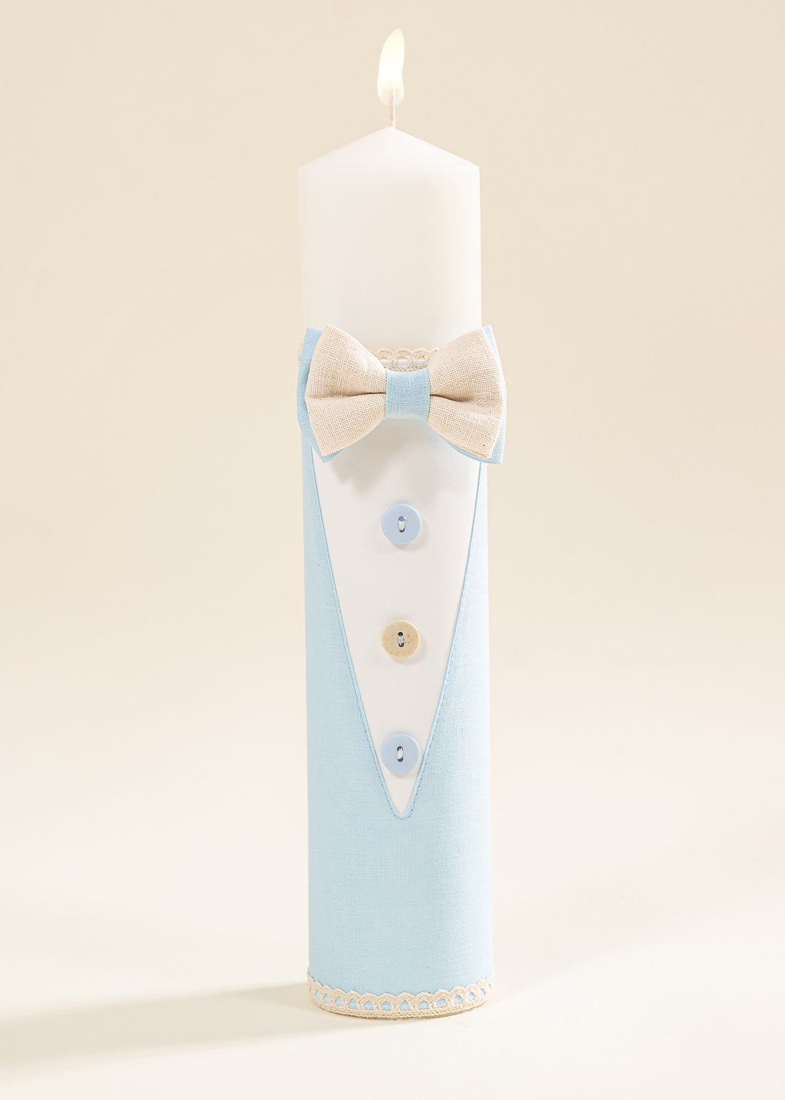 Set Botez Andrew 4 Piese, Costum, Trusou, Lumanare si Cufar Personalizat Botez AnneBebe