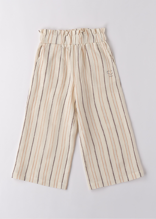 Wide Beige Long Pants With Stripes 0B323.00 Sarabanda