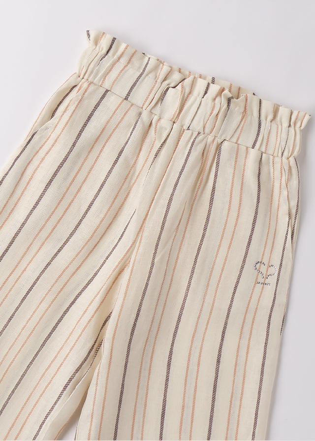 Pantaloni Lungi Bej Largi Cu Dungi 0B323.00 Sarabanda