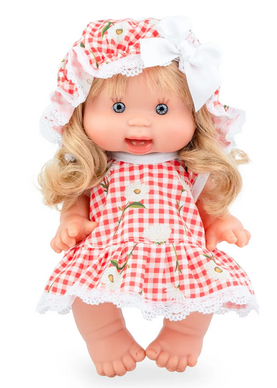 Papusa Parfumata Din Vinil Cu Par Blond Cu Boneta Nenote Party art 902 Marina & Pau