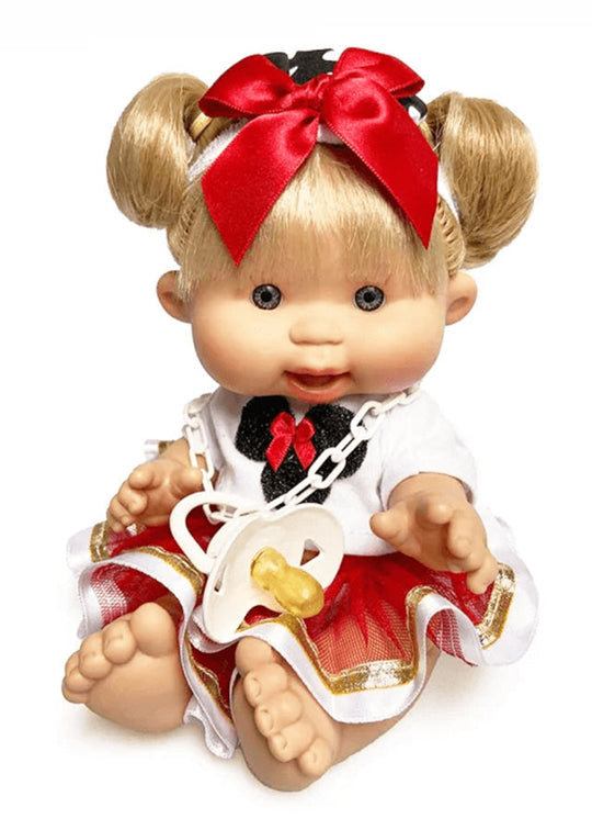 Papusa Parfumata Din Vinil Cu Par Blond Si Bentita Rosie Nenote Party 902 Marina & Pau