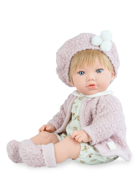 Papusa Alina Farfala Cu Bucle Roz Cu Bereta Si Jacheta 767 Marina & Pau