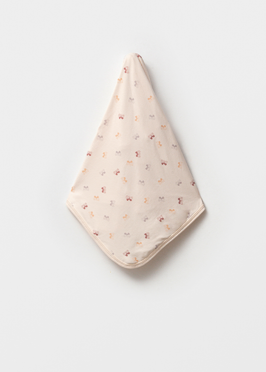 Patura Fete Crem din Bumbac Organic Cu Fluturi Colorati 85*80 cm 6031 Bubbles