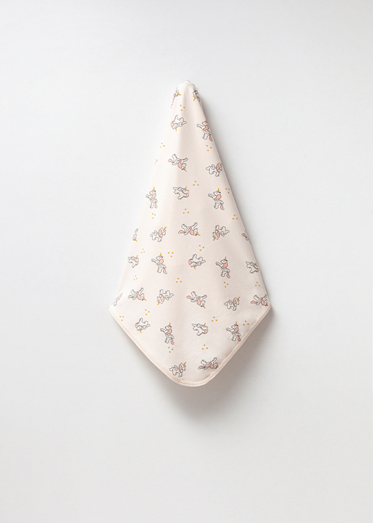 Patura Fete Ivory Din Bumba Organic Cu Unicorni 85*80 cm 6011 Bubbles