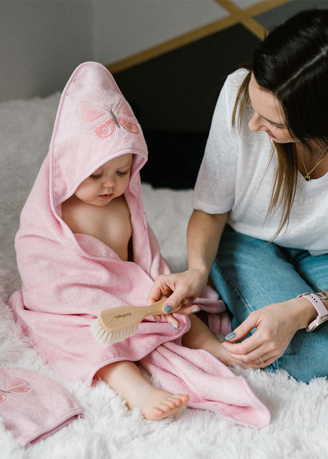 Prosop Cu Capison Bambus Roz Fluture 100X100 cm 346/04 BabyOno