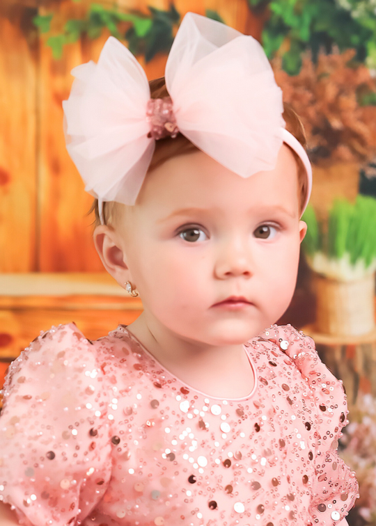 Cordeluta Tasha Pink Tulle Bow With Pink Sequins