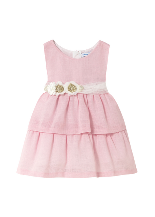 Pink Sleeveless Dress with Two Ruffles and Cord 1911 Mayoral