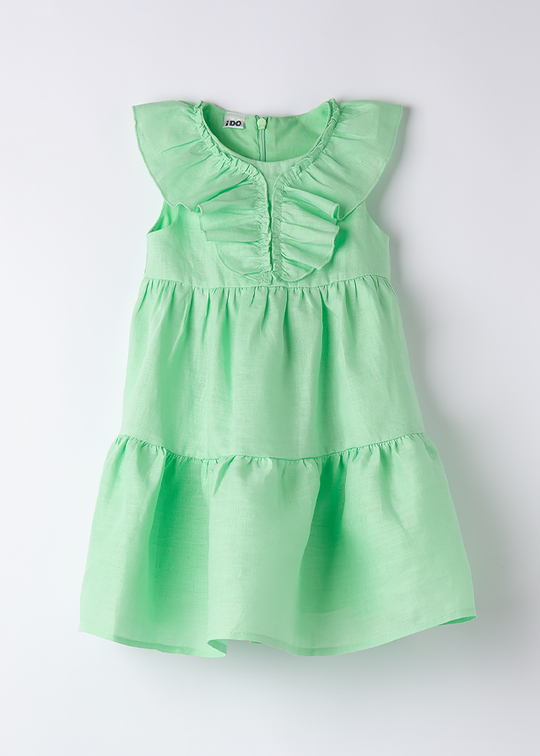 Green Sleeveless Dress With Ruffle Neck 4B490.00 iDO
