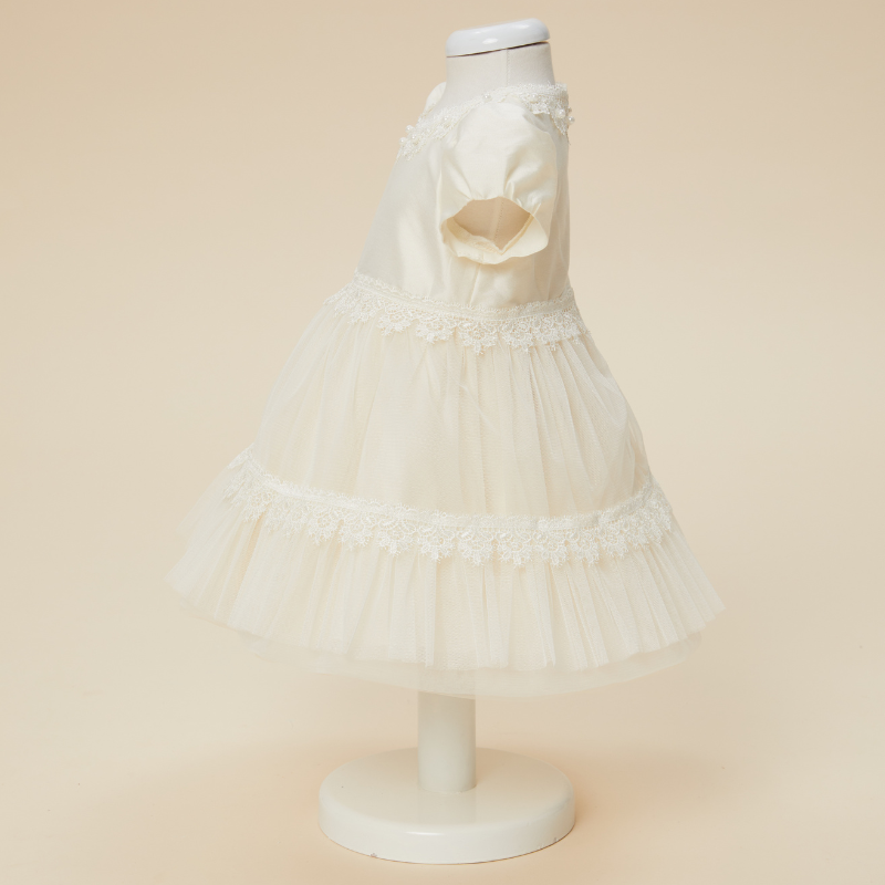 Laura Cream Dress Tulle Skirt With Ruffles And Lace