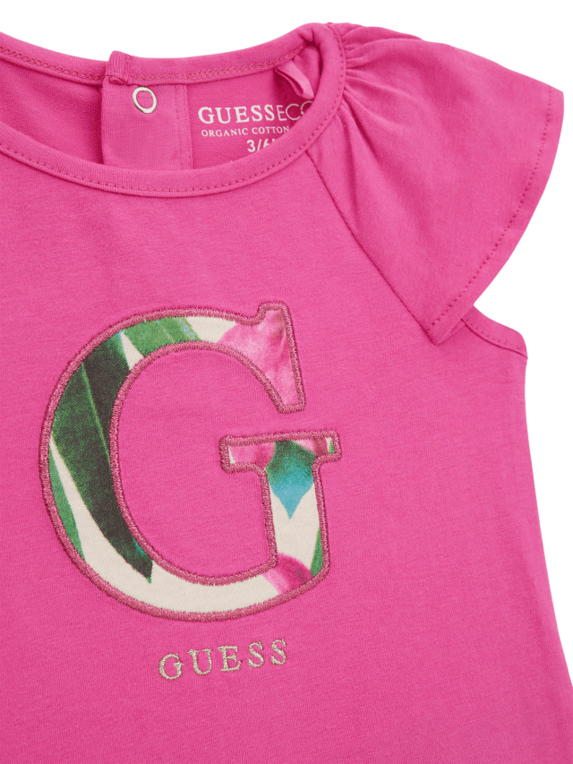 Set 2 Piese Tricou Fuchsia si Colanti cu Imprimeu Tropical A5GG11 K6YW4 G6V7 Guess