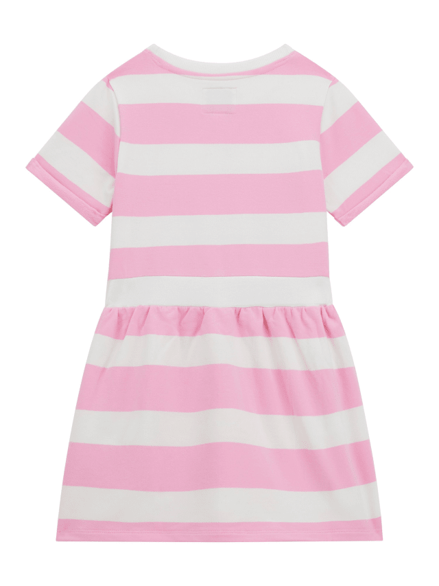 Rochie cu Maneca Scurta Dungi Roz si Albe cu Broderie Inima K5GK28 KBOR4 F6DS Guess