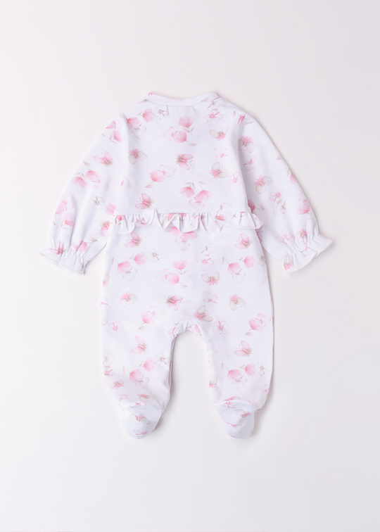 Salopeta Lunga Alba Cu Fluturi Roz 3B774.00 Minibanda