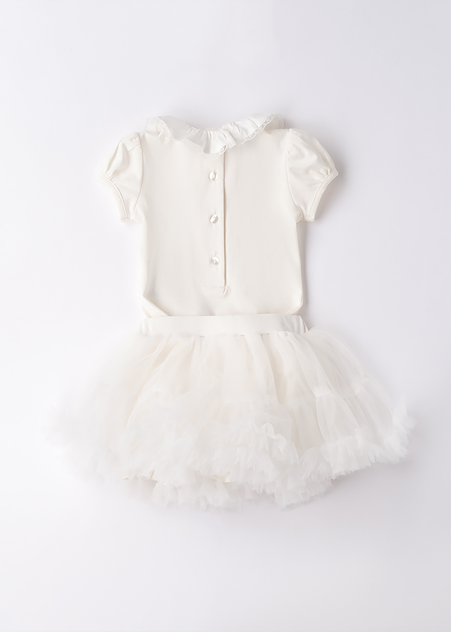 Set 2 Piese Crem Body Cu Maneca Scurta Si Tutu 3B752.00 Minibanda