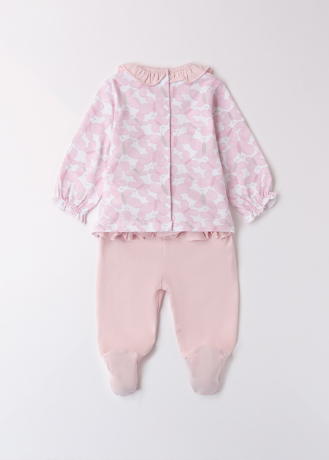 Set 2 Piese Pijama Bluza Si Pantaloni Roz Cu Fluturi 4B075.00 iDO