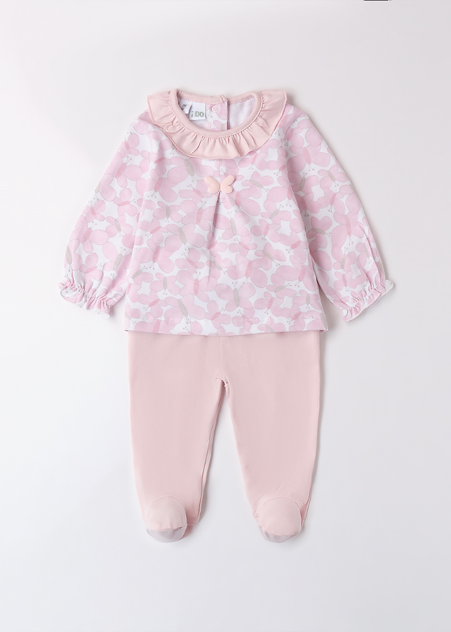 Set 2 Piese Pijama Bluza Si Pantaloni Roz Cu Fluturi 4B075.00 iDO