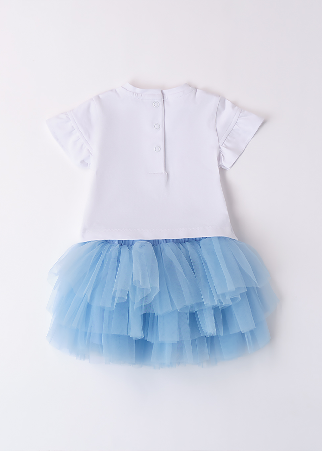 Set 2 Piese Tricou Alb Si Tutu Bleu 4B133.00 iDO