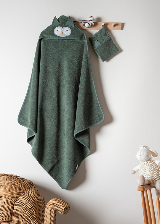 Set Prosop Cu Capison Si Manusa Baie Verde 90x90 cm 8907 FUNNABABY