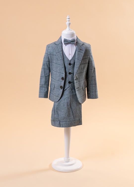 Costum Elegant 5 Piese Gri cu Carouri 1765 LaKids