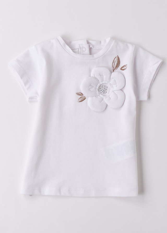 Tricou Alb Cu Floare Aplicata 4B181.00 iDO