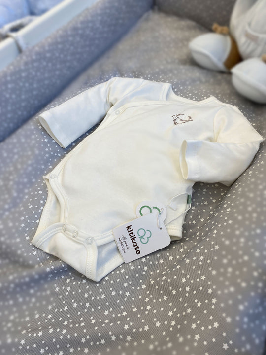 Body Bebelusi Petrecut Crem cu Maneca Lunga Bumbac Organic S82166 Kity Kate