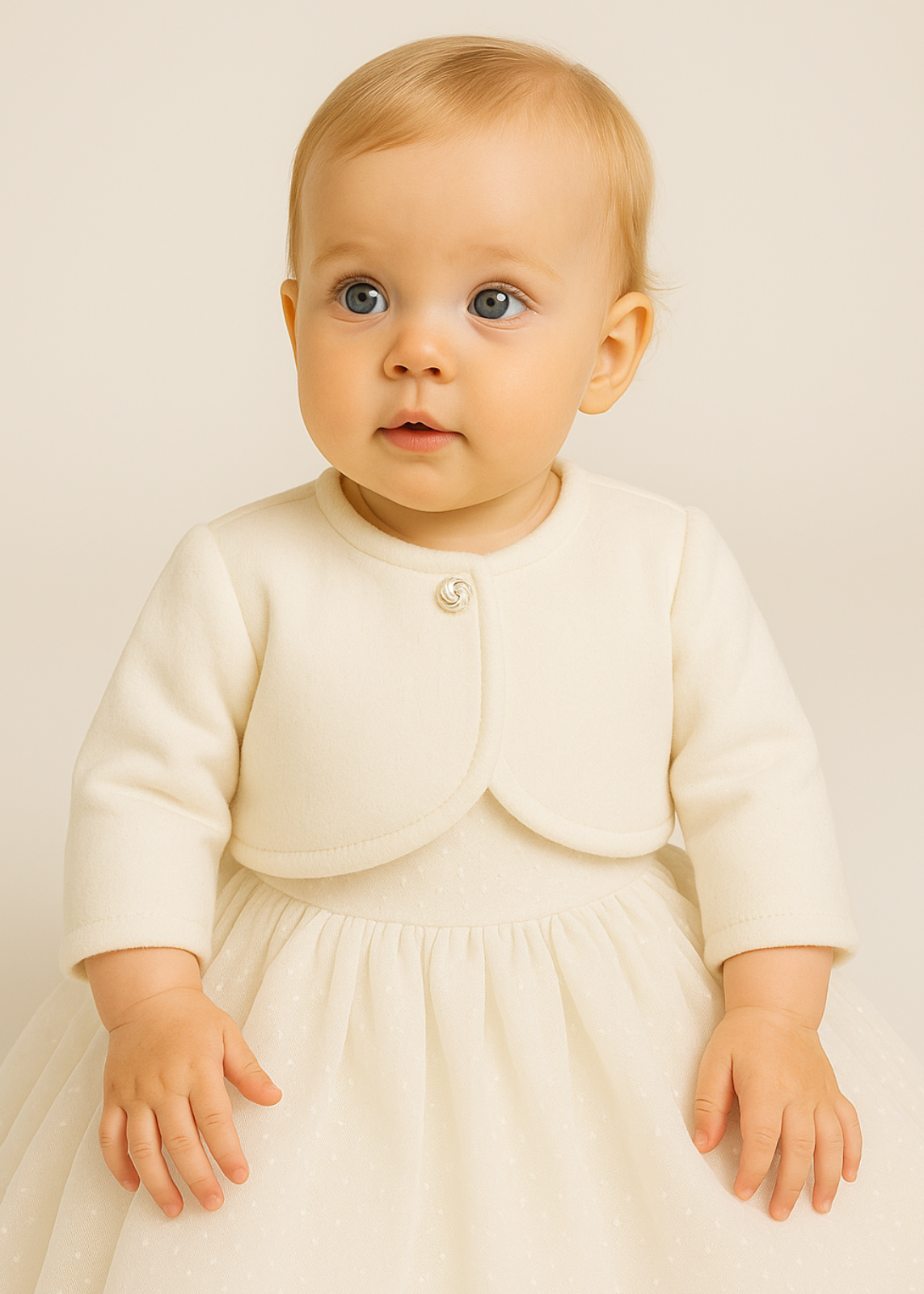 Bolero Plush Velvet Ivory Cream for babies AnneBebe