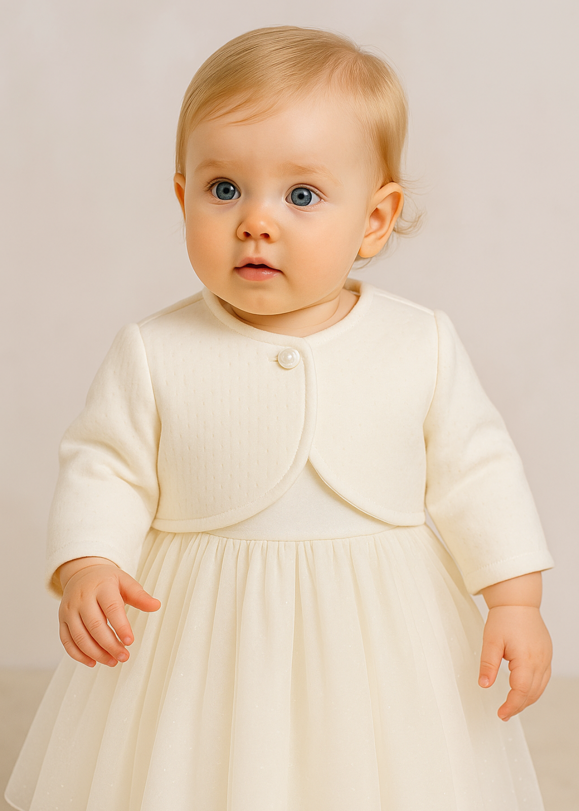 Bolero Plush Velvet Ivory Cream for babies AnneBebe