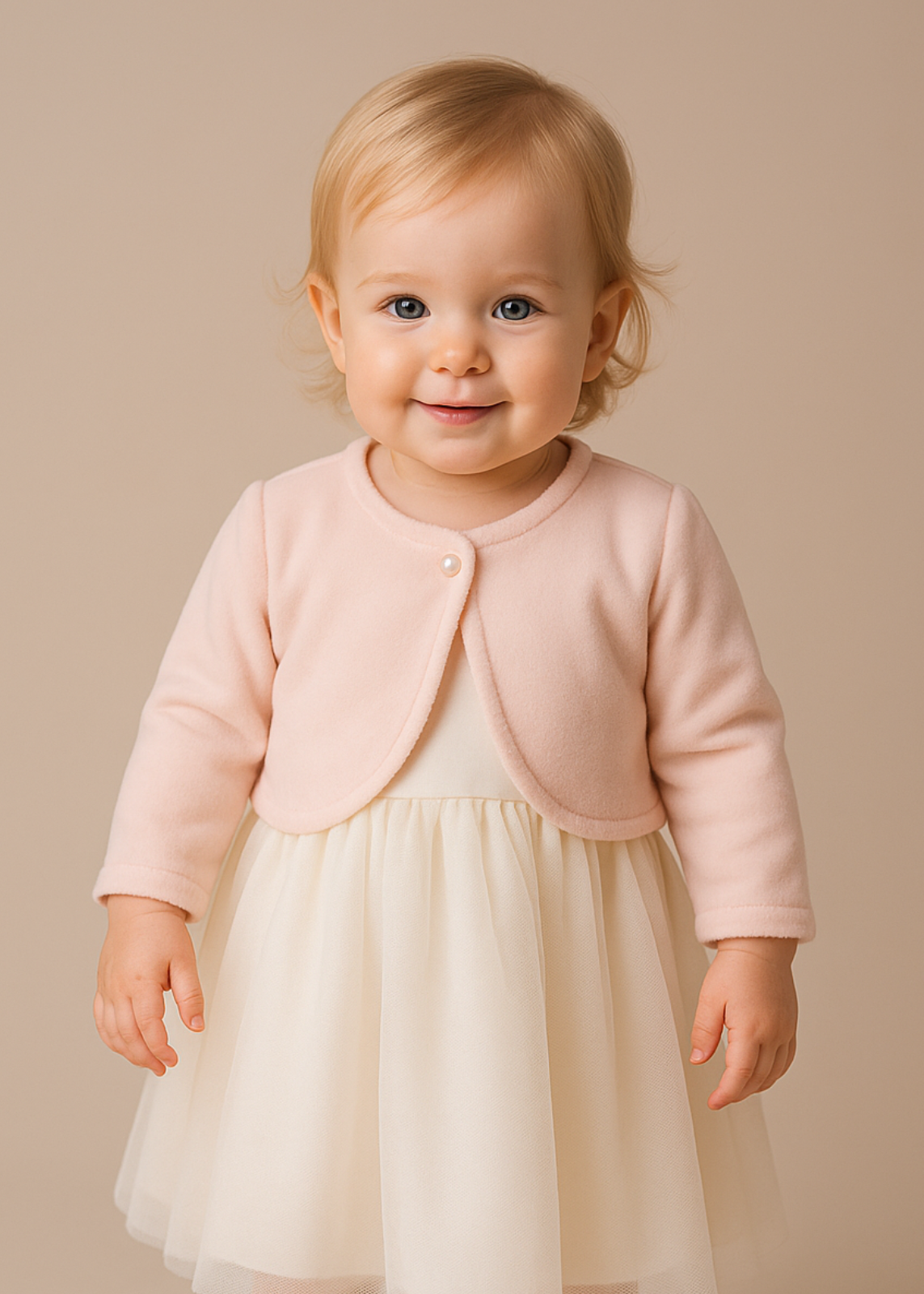 Pink velvet plush bolero for babies Annebebe