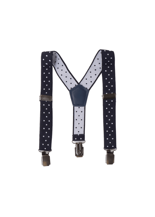 Bretele pentru Baieti, Bleumarin cu Picouri Albe 7804 Sarabanda