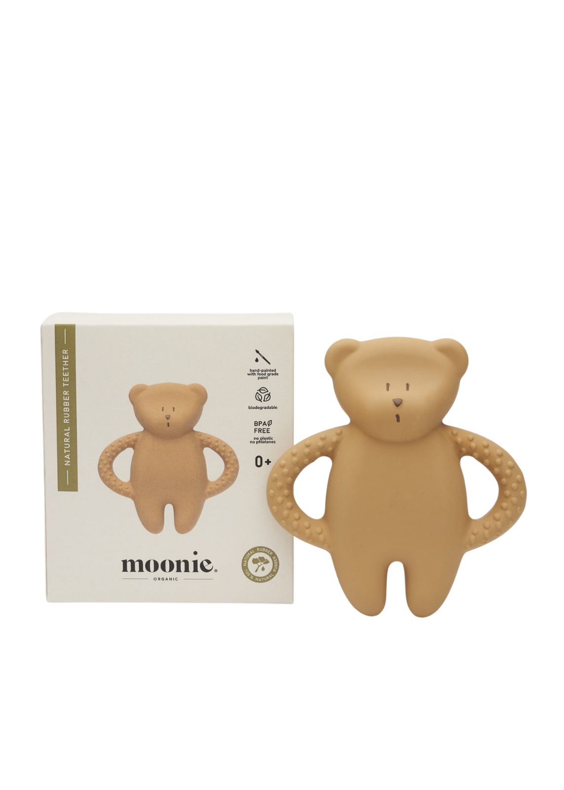 Teething Toy Bear Natural Latex Pure Natural Bear Cappuccino Moonie