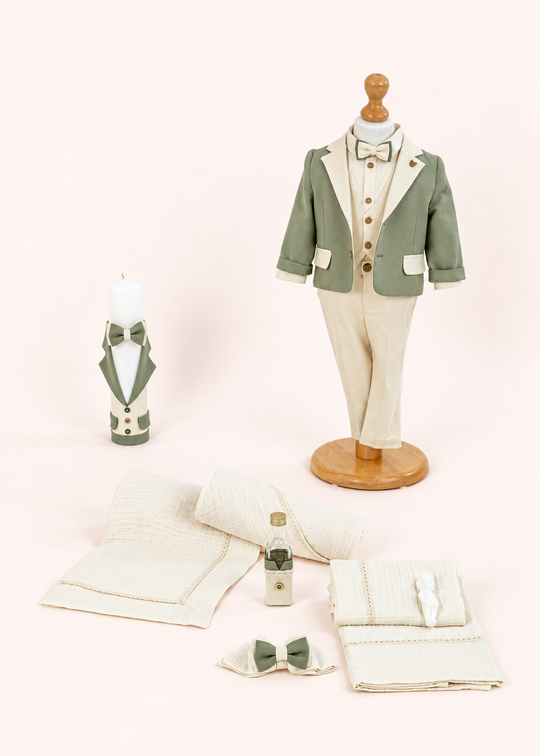 Set Botez Dima 3 Piese Costum, Trusou si Lumanare Personalizat pentru Baieti – Dima | AnneBebe