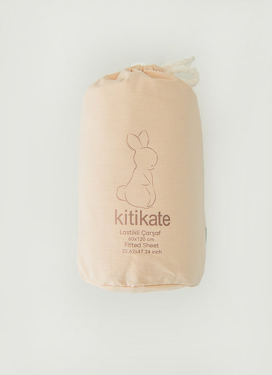 Cearsaf din Bumbac Organic Bej pentru Patut 60 x 120 cm S09053 – KitiKate