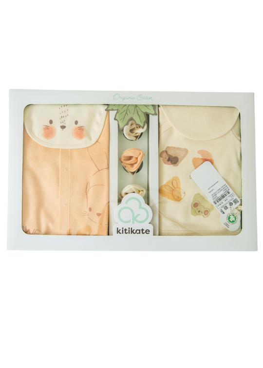 Set 10 Piese Maternitate din Bumbac Organic Bej cu Iepure S40575 KitiKate