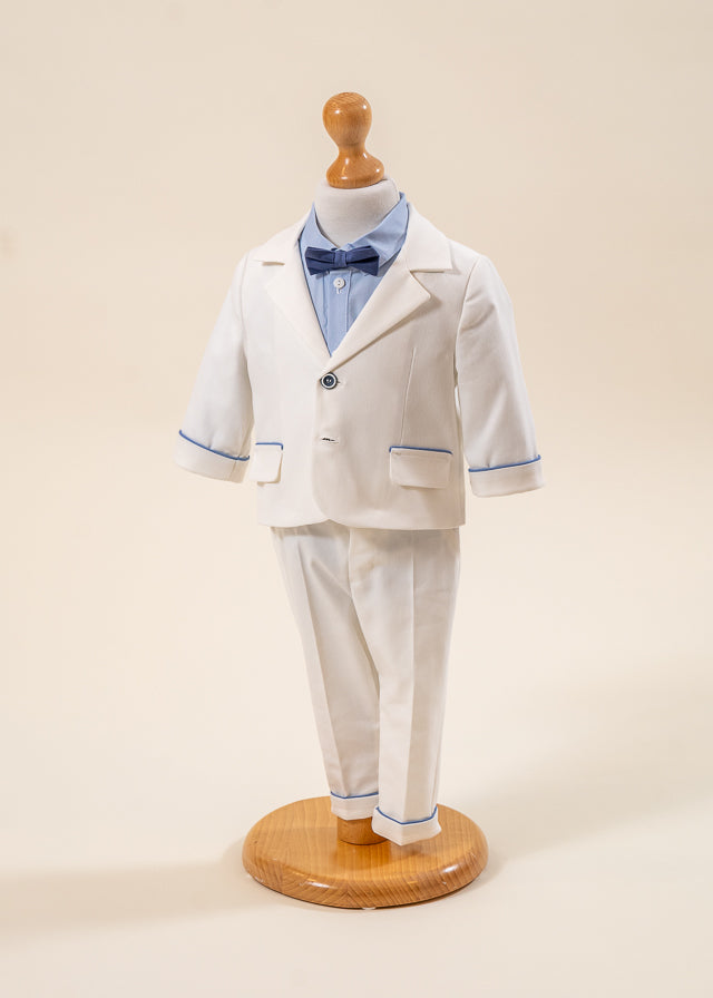 Costum Fabian Sacou Si Pantalon Crem Camasa Bleu AnneBebe