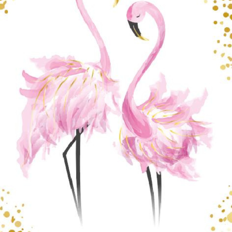 AnneBebe - Felicitare Bebe Fetite Alba Flamingo Roz 12x18 cm