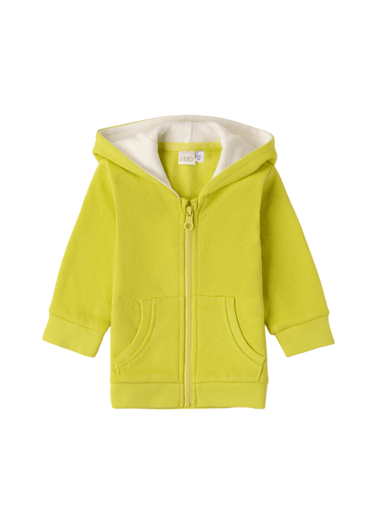 Hanorac din Bumbac pentru Baietei, Verde Acid si Gluga cu Ursulet 7193 iDO