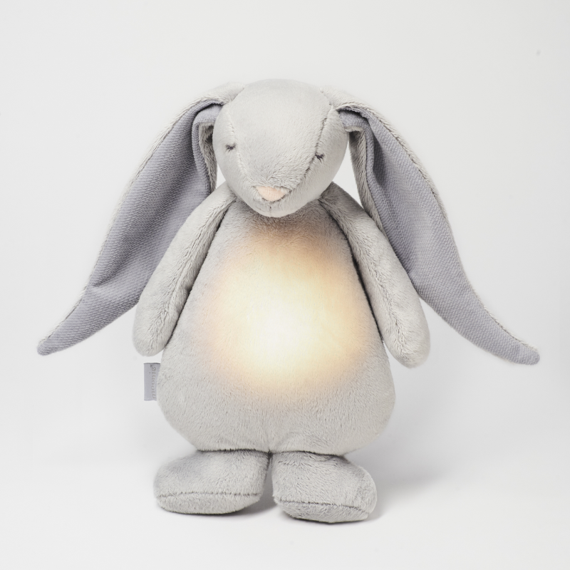 Iepuras Jucarie Muzicala cu Lampa de Veghe Incorporata Argintiu - Camera Bebelusului