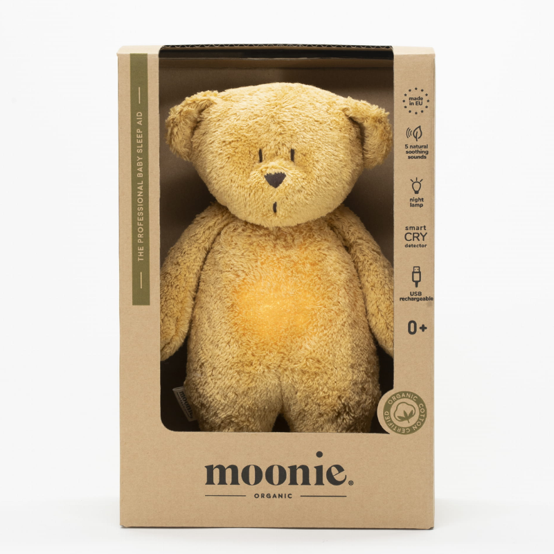 Ursulet Bumbac Organic Jucarie Muzicala cu Lampa de Veghe Incorporata Honey - Camera Bebelusului