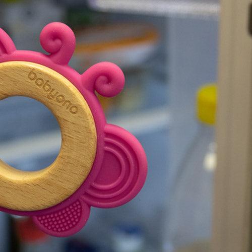Inel dentitie din silicon si lemn, Fluture, Babyono 1075/01 - Camera Bebelusului