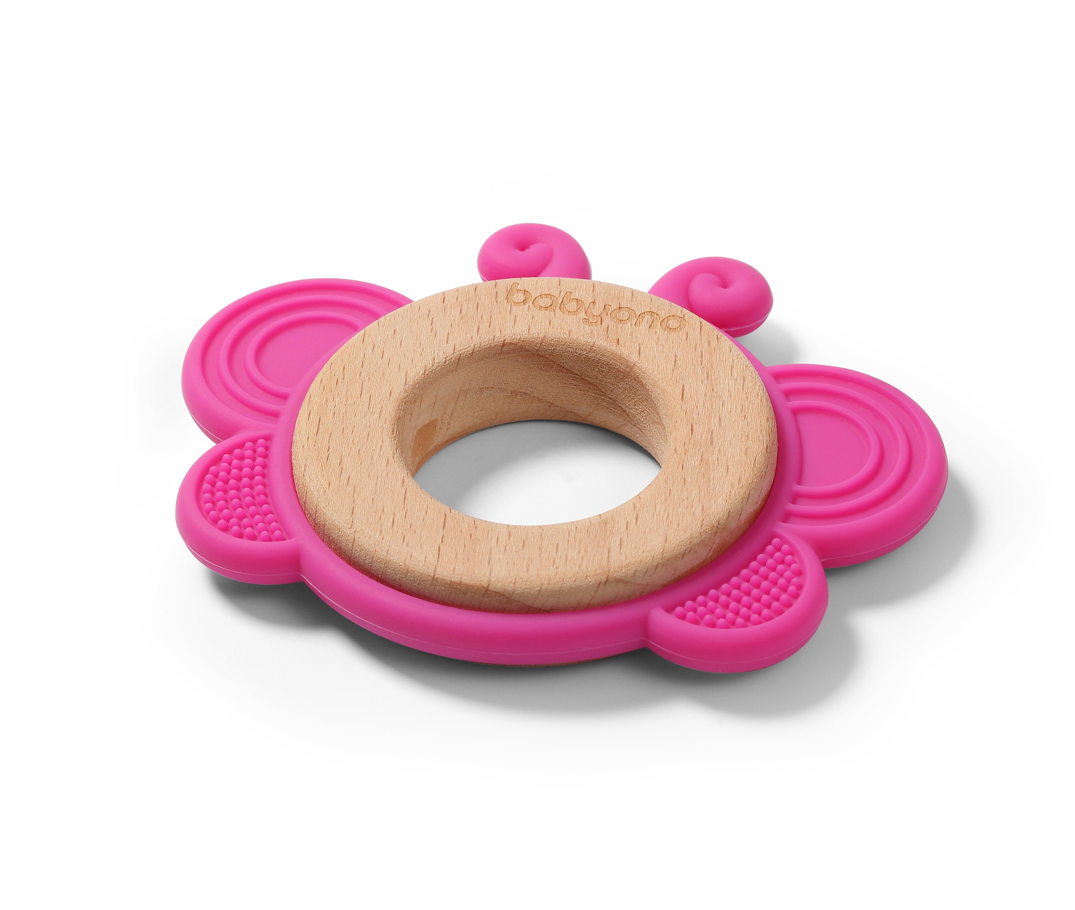 Inel dentitie din silicon si lemn, Fluture, Babyono 1075/01 - Camera Bebelusului