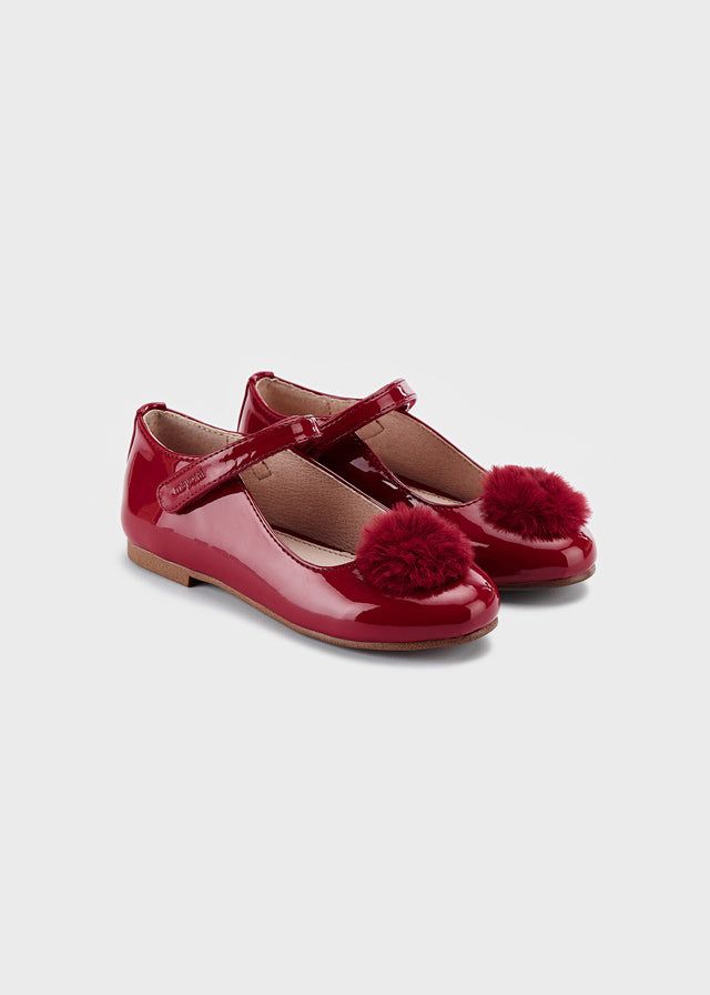 AnneBebe - Pantofi Eleganti Fete Rosii Din Lac Cu Pampon Mayoral 42389