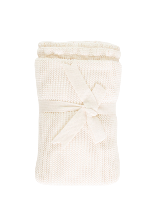 Pled Tricotat Din Bumbac Organic Cu Volanase Toamna-Iarna Bej S72921 Kity Kate