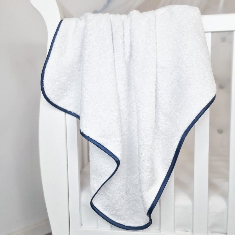 AnneBebe White Towel With Hood Navy Blue Insert 75x90 cm 