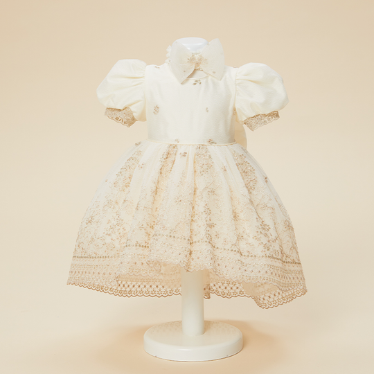 Elegant Dress for Girls Melissa Cappuccino Fine Lace AnneBebe