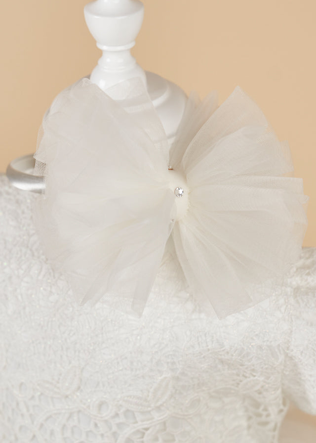 AnneBebe - Rochita Eleganta Fulg de Nea Fete Ivory Tulle Trena Detasabila AnneBebe