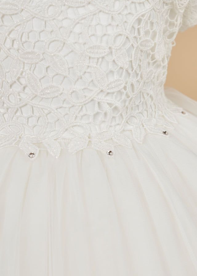 AnneBebe - Rochita Eleganta Fulg de Nea Fete Ivory Tulle Trena Detasabila AnneBebe