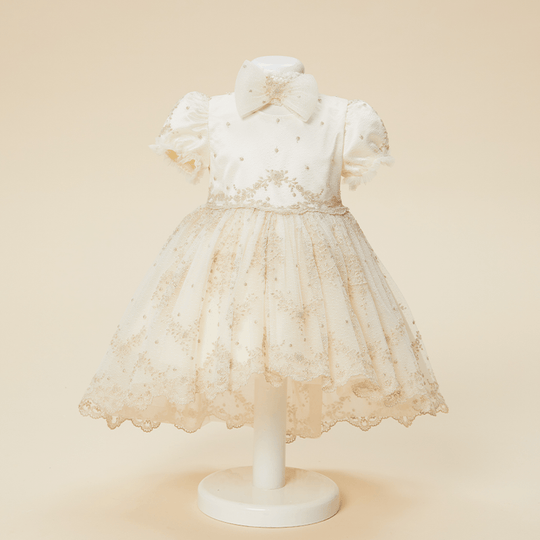 Elegant Dress for Girls Teodora Capucino Lace Train AnneBebe