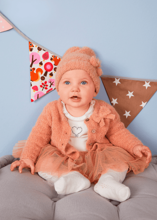 Set 2 Piese pentru Fetite, Bluza Crem cu Maneca Lunga si Fusta din Tulle 7282 iDO