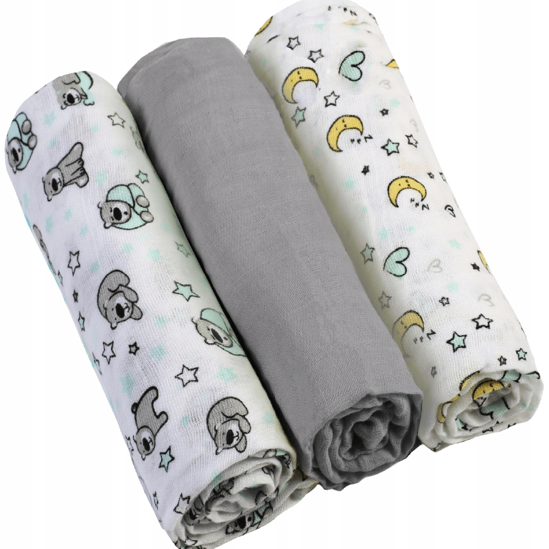 Set 3 Scutece Textile Bebelusi din muselina Bumbac 100% Gri BabyOno 348/01 - Camera Bebelusului