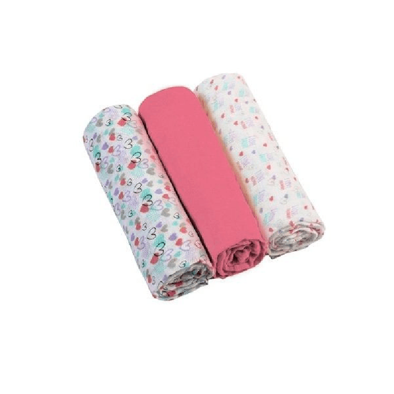 Set 3 Scutece Textile Bebelusi din muselina Bumbac 100% Roz BabyOno 348/02 - Camera Bebelusului